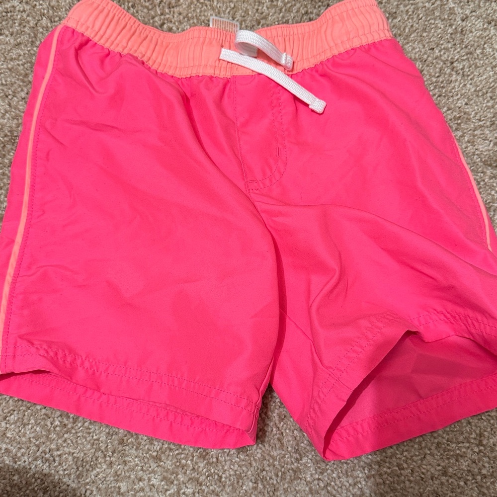 Cat & Jack Boys Bathing Suit 6/7 Neon Pink Like New